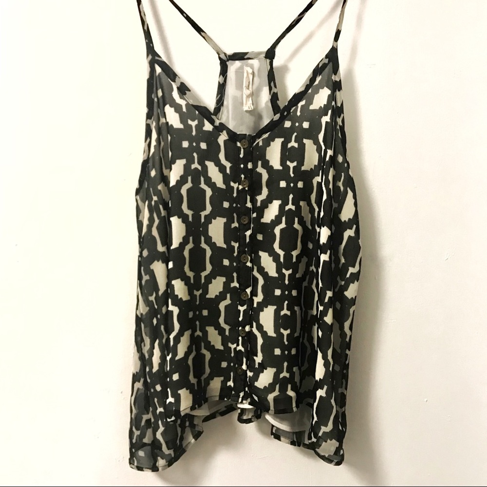 Cream and Black Halter Top